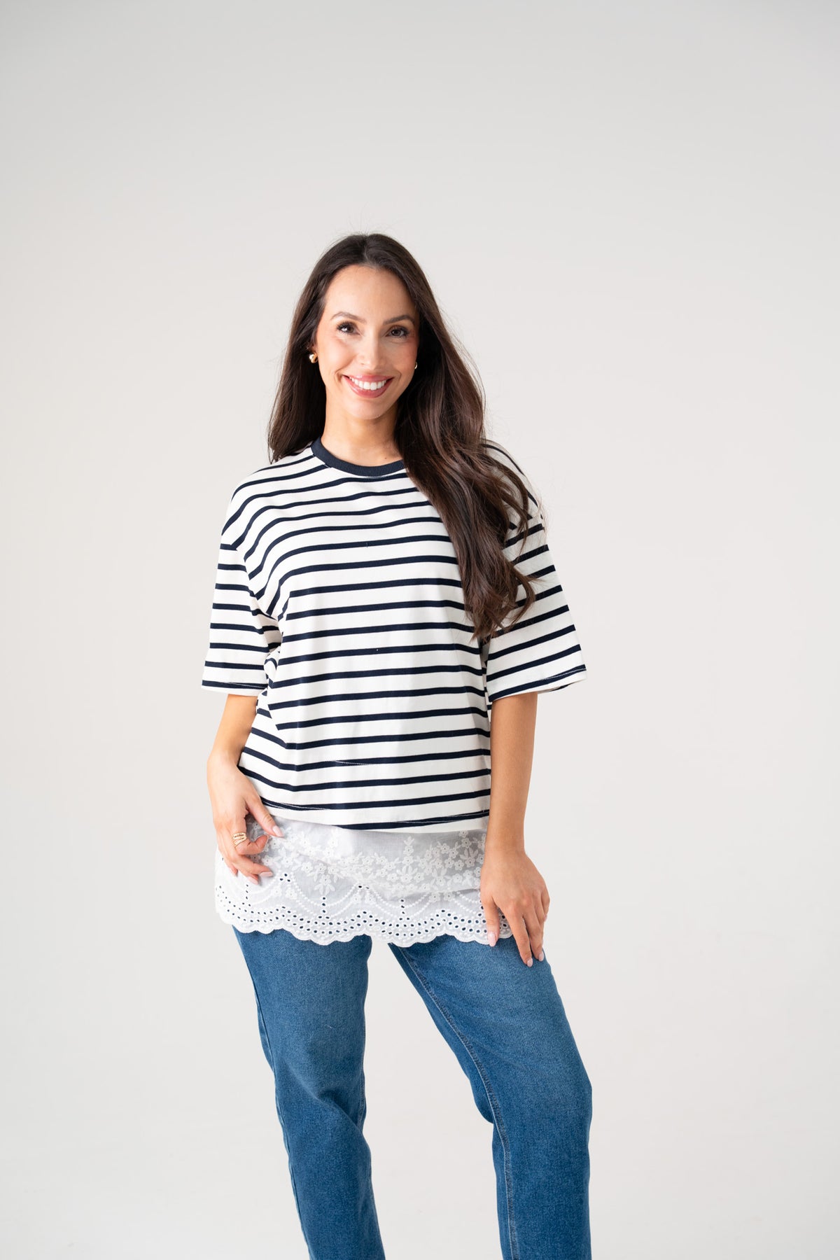 Kiera Stripe T-Shirt In Navy