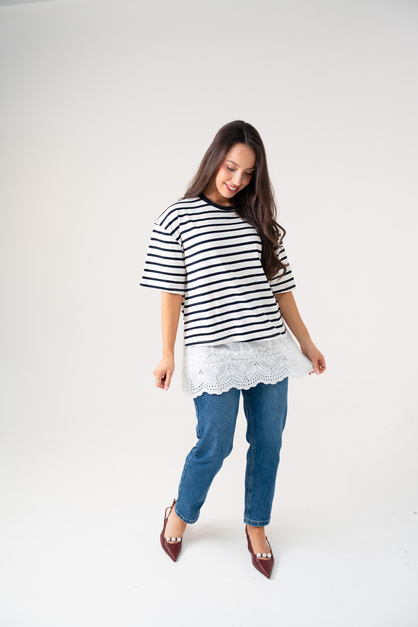 Kiera Stripe T-Shirt In Navy