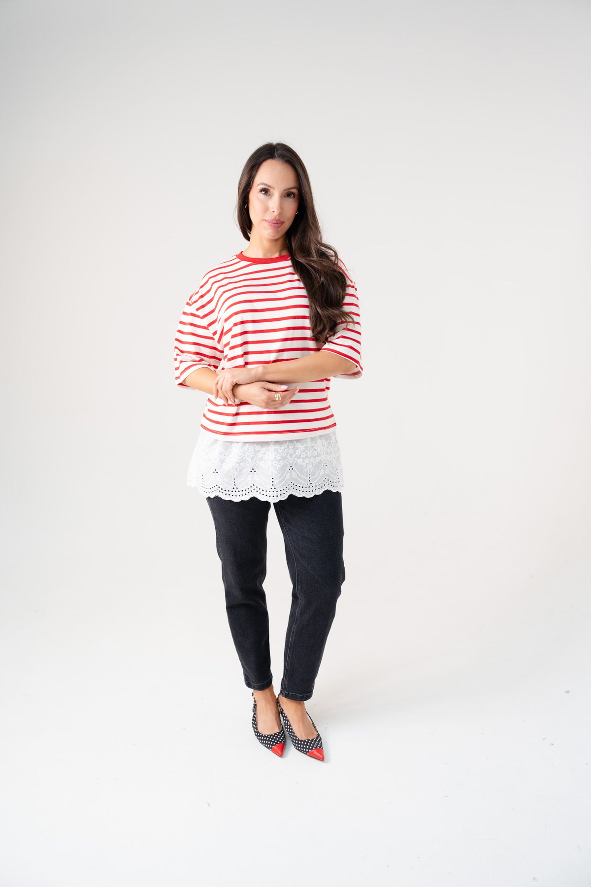 Kiera Stripe T-Shirt In Red