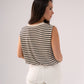 Kiera Striped Bubble Hem Top In Beige