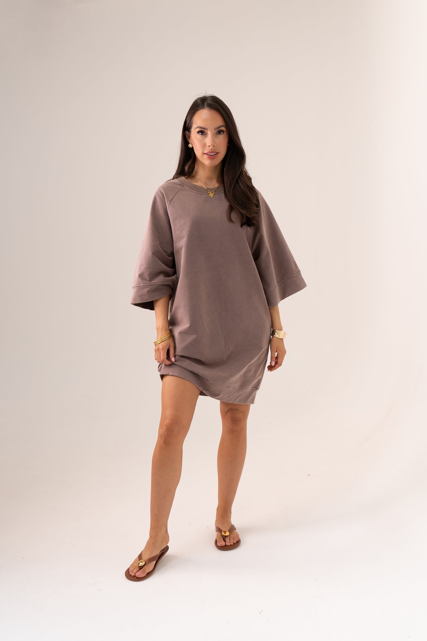 Kiera T-Shirt Dress In Chocolate