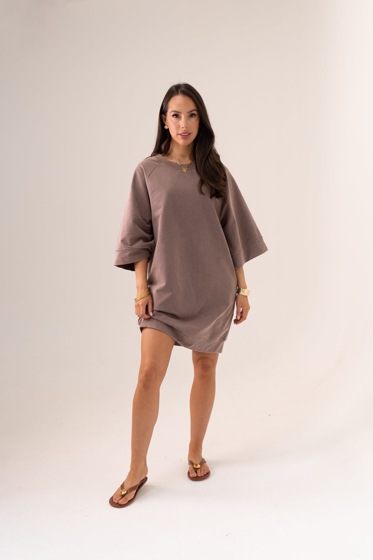 Kiera T-Shirt Dress In Chocolate