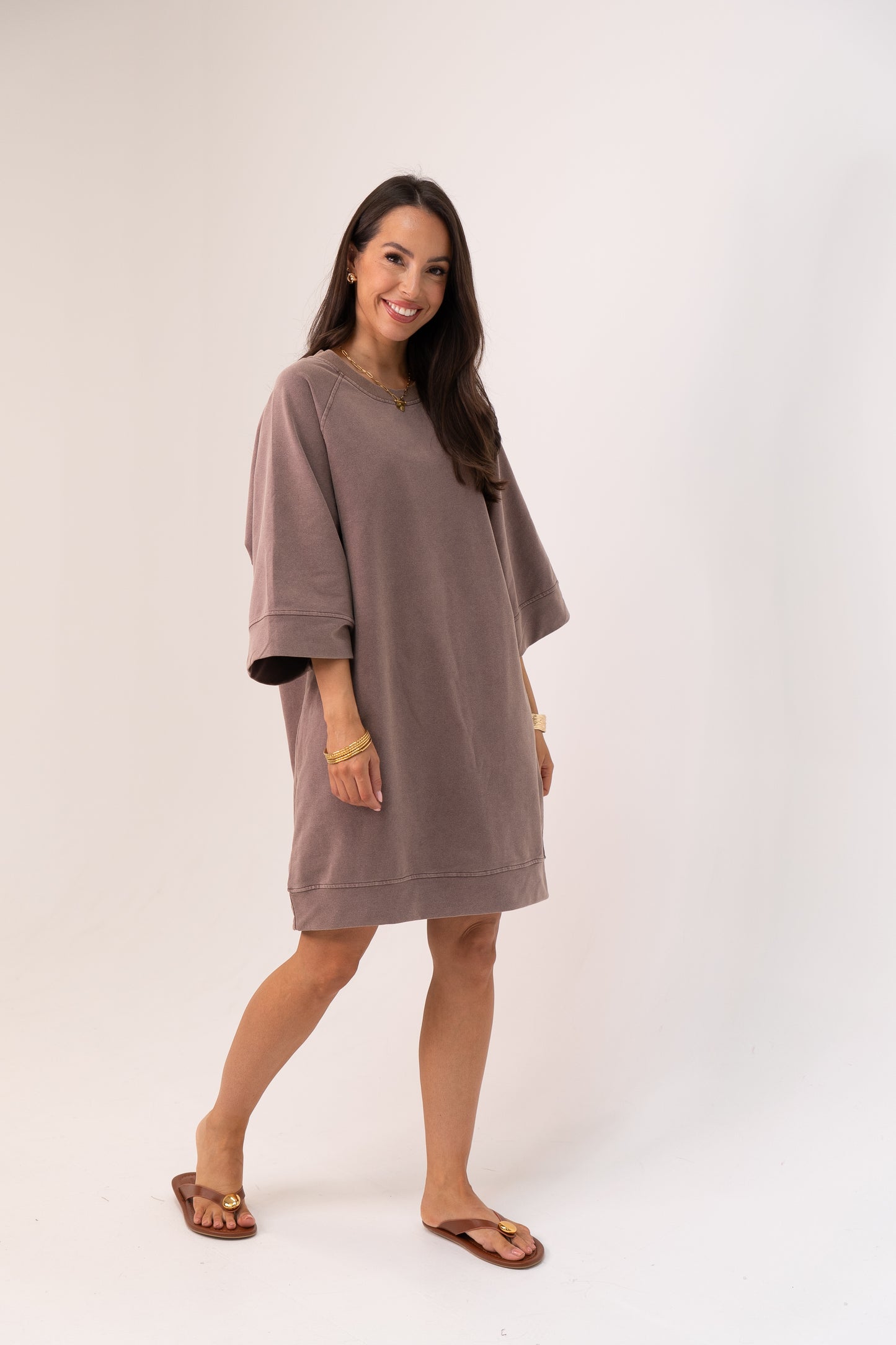 Kiera T-Shirt Dress In Chocolate