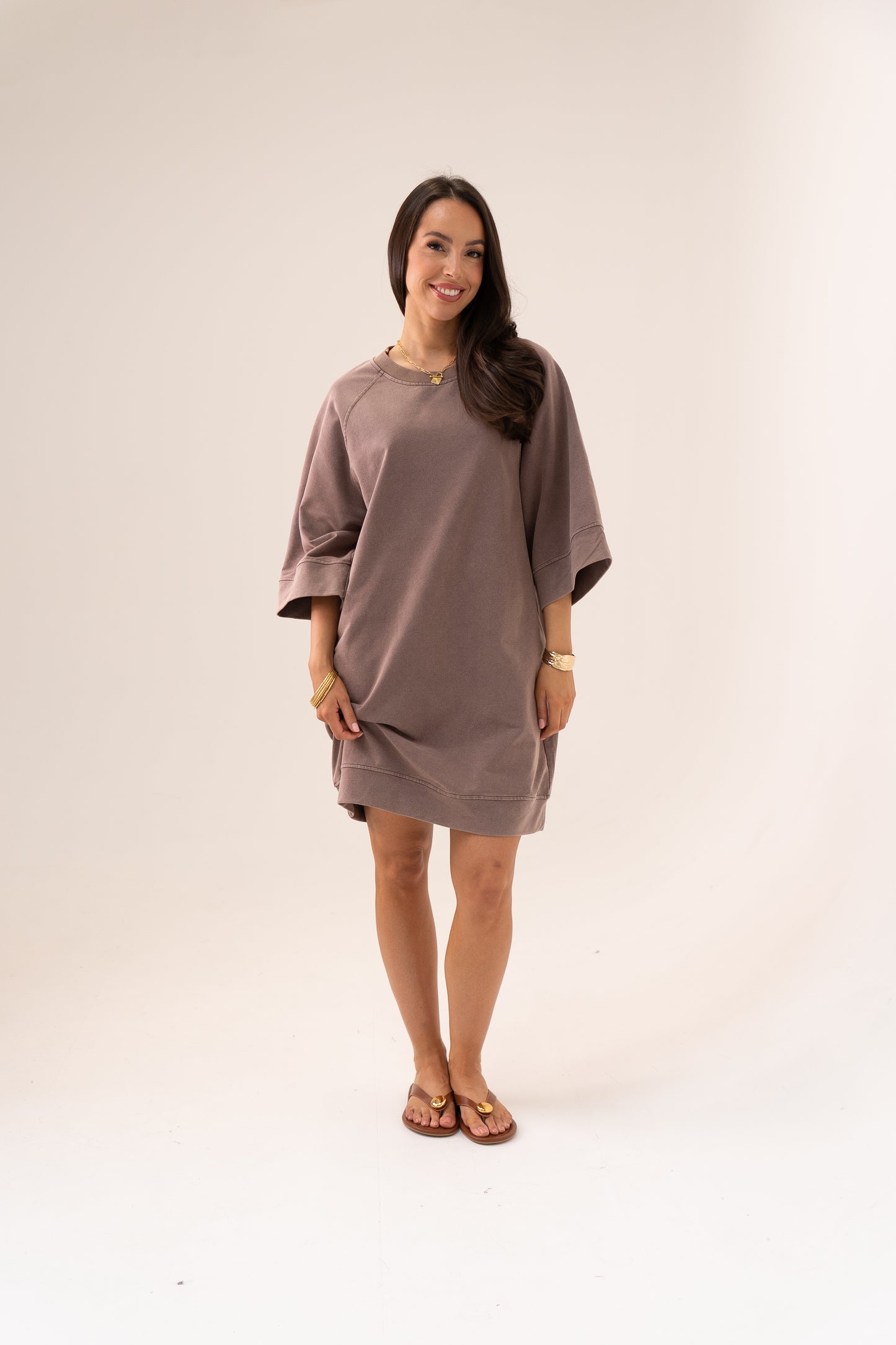 Kiera T-Shirt Dress In Chocolate
