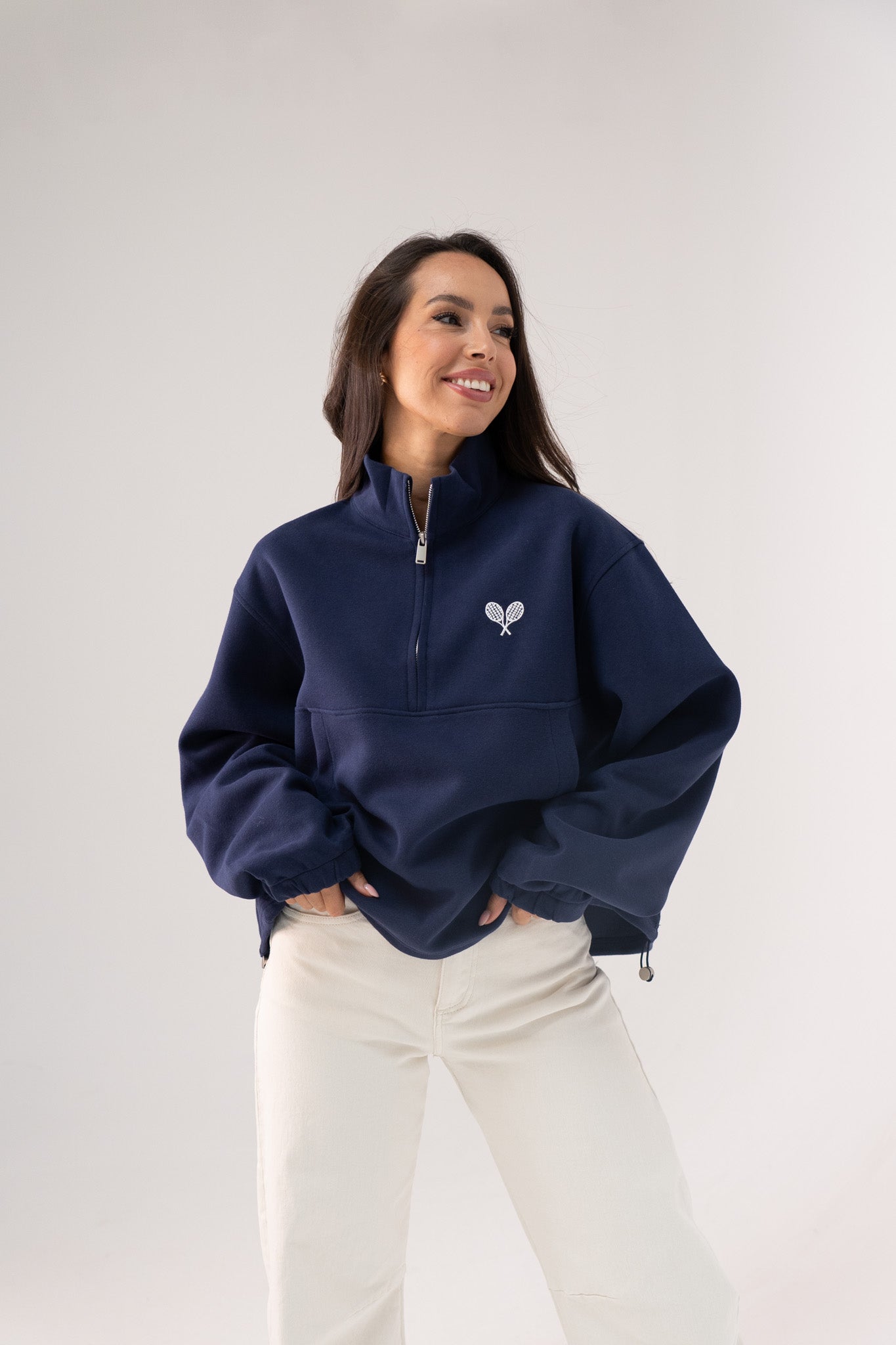 Kiera Tennis Half Zip In Navy