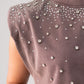 Kiera Embellished Sleeveless Top In Mocha