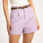 Kiera Pinstripe Shorts In Lilac