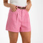Kiera Pinstripe Shorts In Pink
