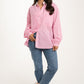 Kendra Contrast Collar Shirt In Pink Stripe