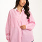 Kendra Contrast Collar Shirt In Pink Stripe
