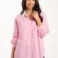 Kendra Contrast Collar Shirt In Pink Stripe