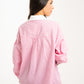 Kendra Contrast Collar Shirt In Pink Stripe