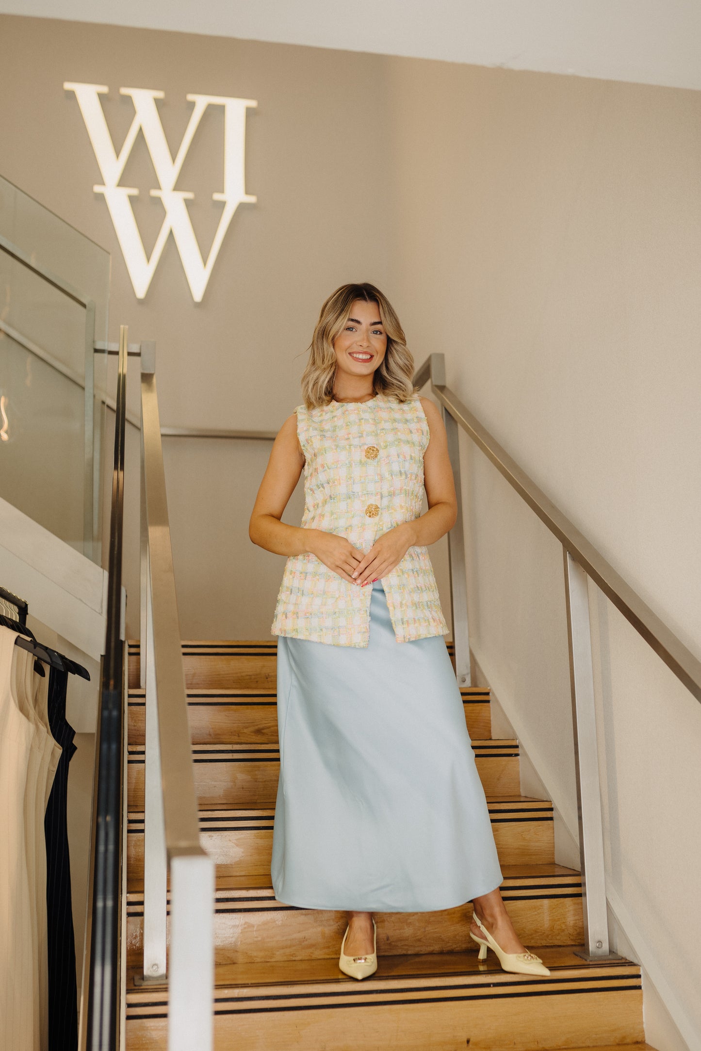 Love Laura Slip Skirt In Powder Blue