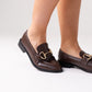 Lauren Buckle Faux Leather Loafer In Chocolate