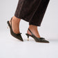 Lauren Faux Croc Kitten Heel In Green