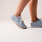 Lauren Faux Suede Trainers In Powder Blue