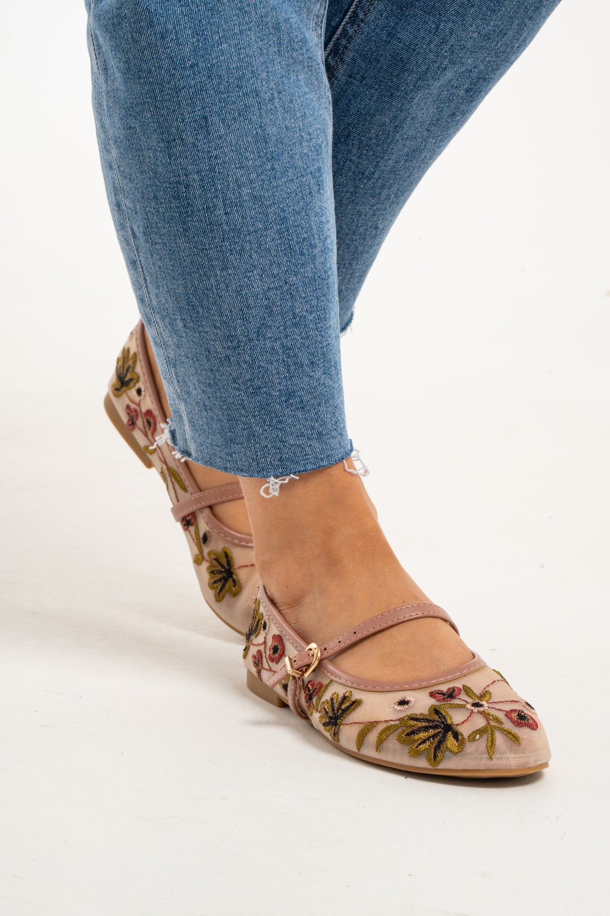 Lauren Floral Ballet Flats In Pink