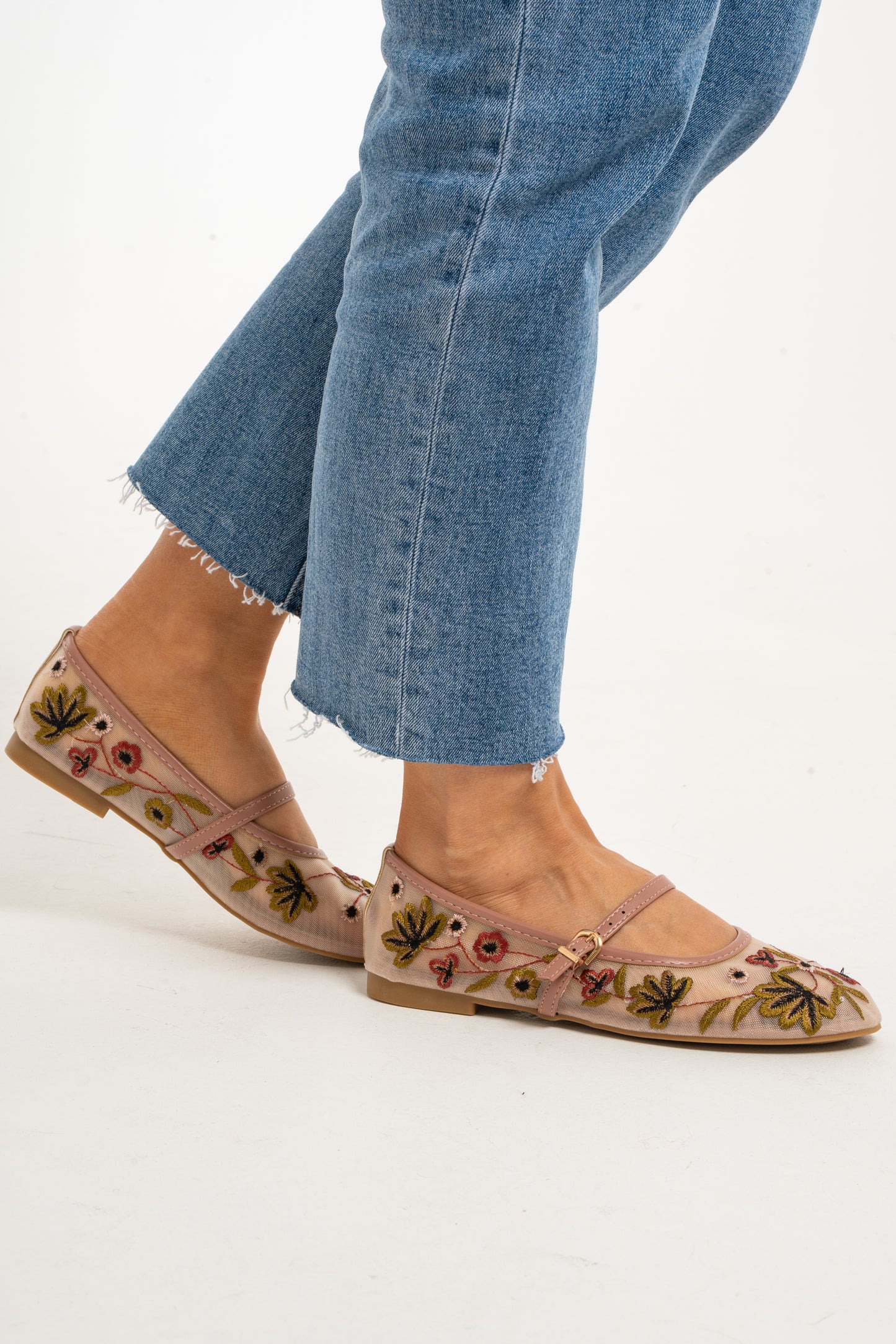 Lauren Floral Ballet Flats In Pink