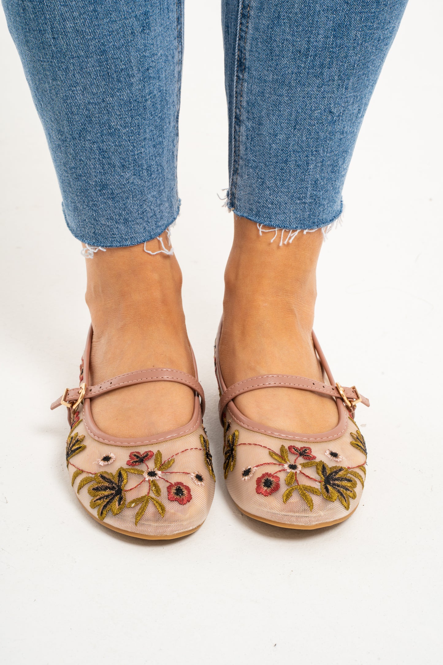 Lauren Floral Ballet Flats In Pink