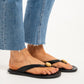 Lauren Gold Button Flip Flops In Black