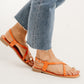 Lauren Metal Toe Post Sandals In Orange