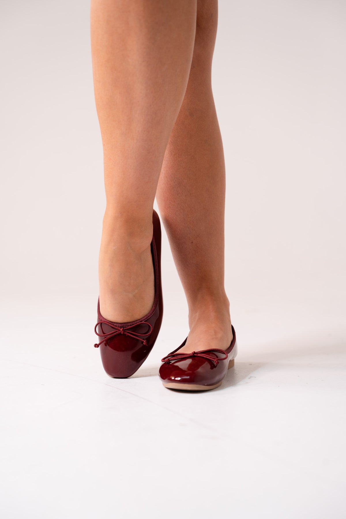 Lauren Patent Ballet Pumps In Wine