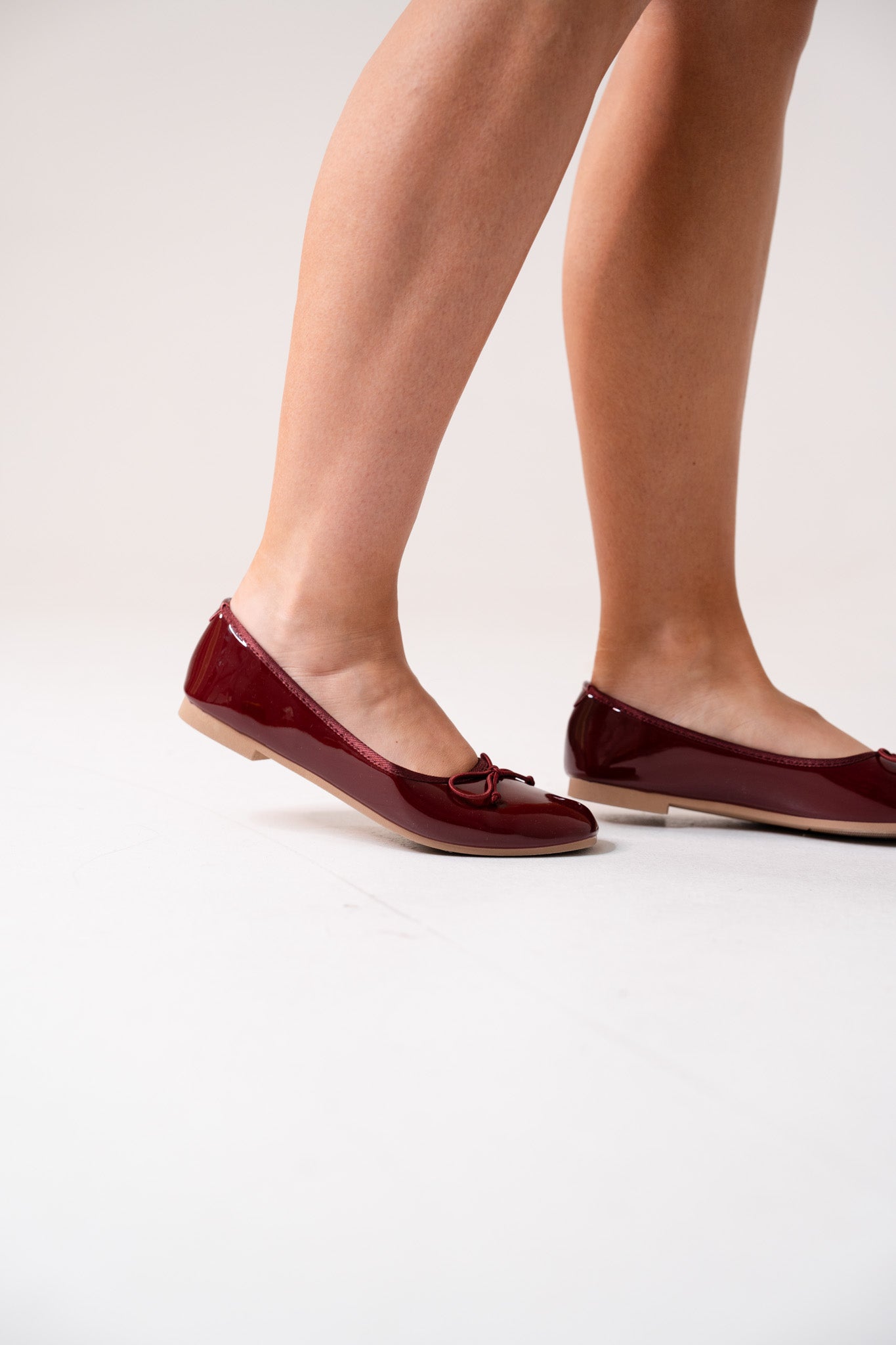Lauren Patent Ballet Pumps In Wine