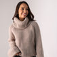 Leah Chunky Knit Polo Neck In Taupe