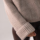 Leah Chunky Knit Polo Neck In Taupe