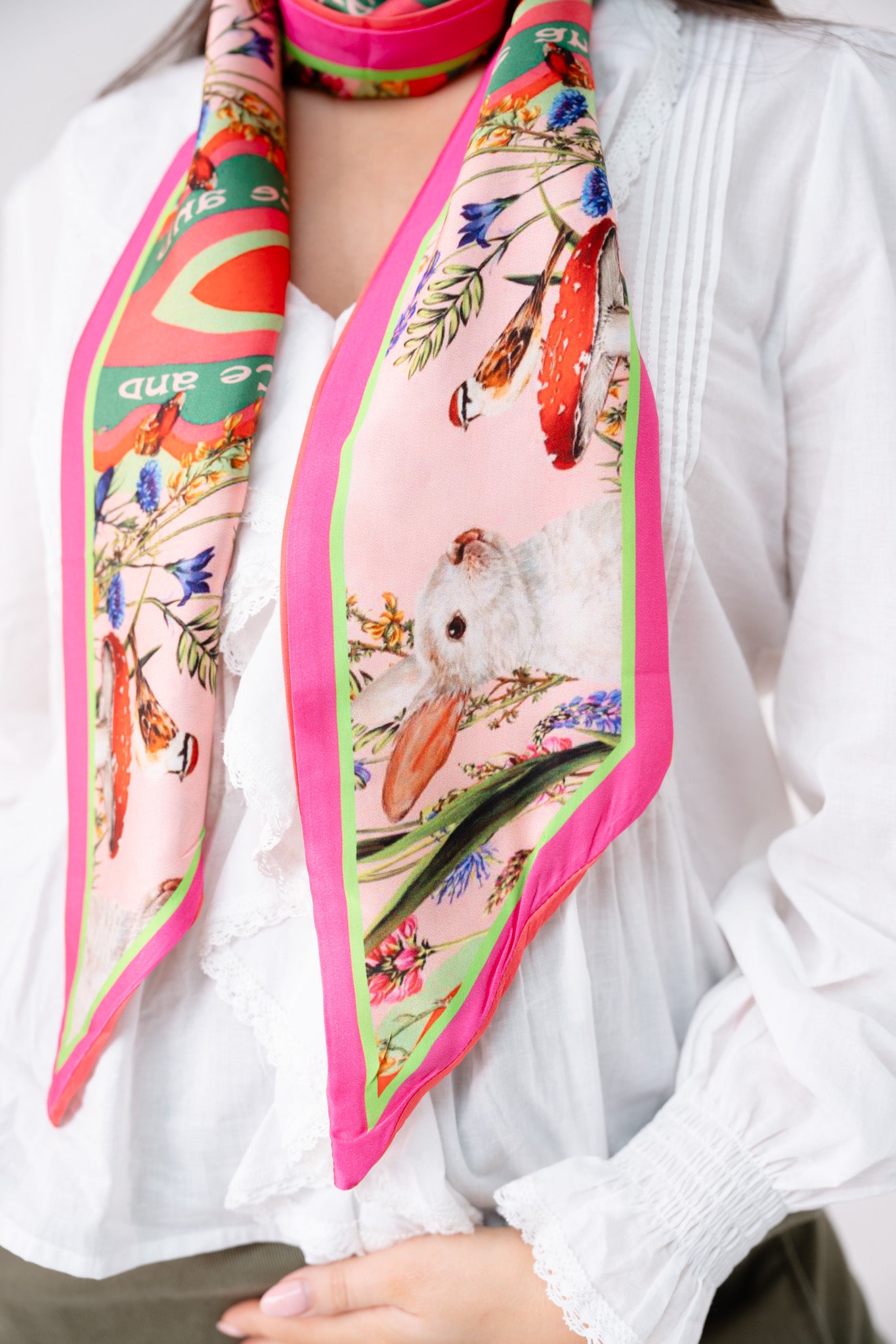 Leah Floral Neck Scarf In Red Mix