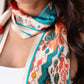 Leah Floral Neck Scarf In Teal Mix