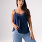 Leah Lace Trim Cami In Navy