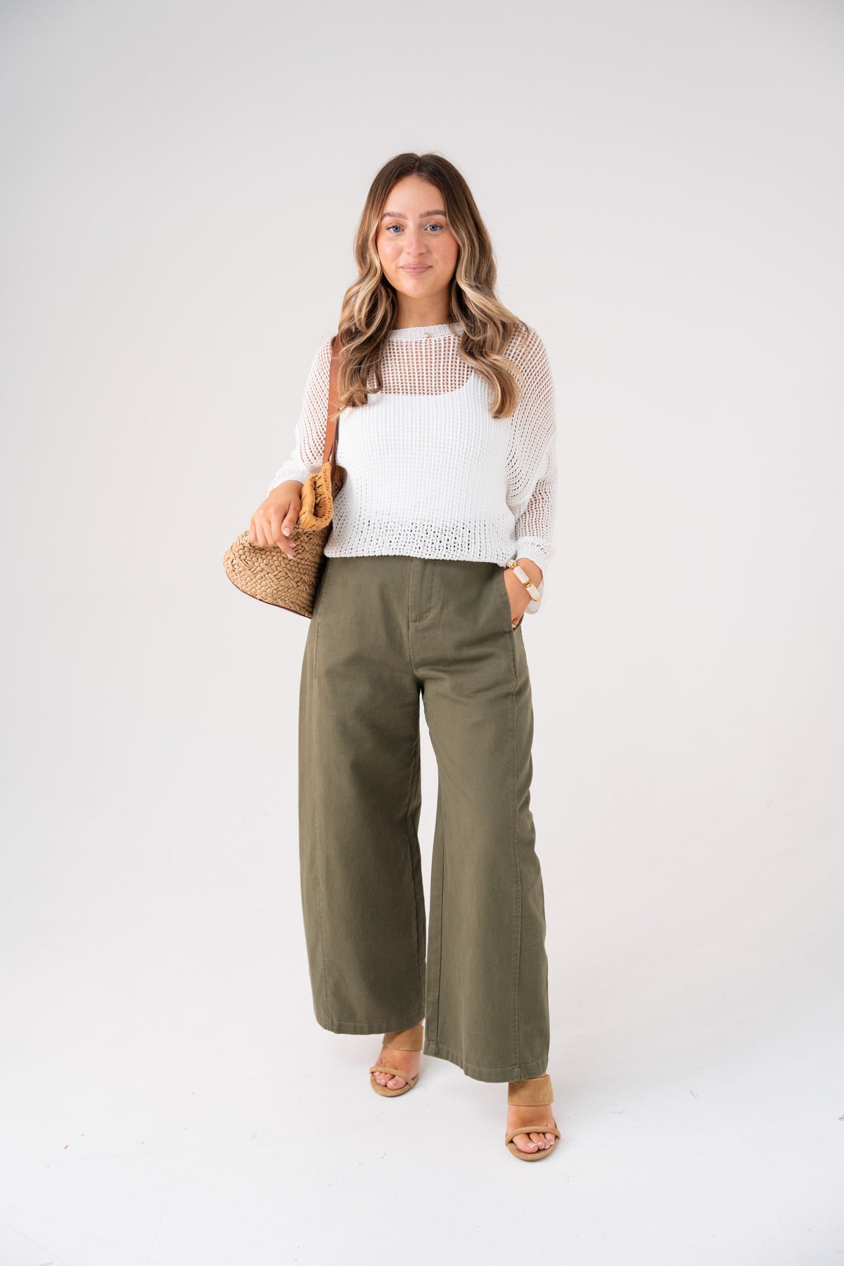 Leah Open Knit Jumper In White