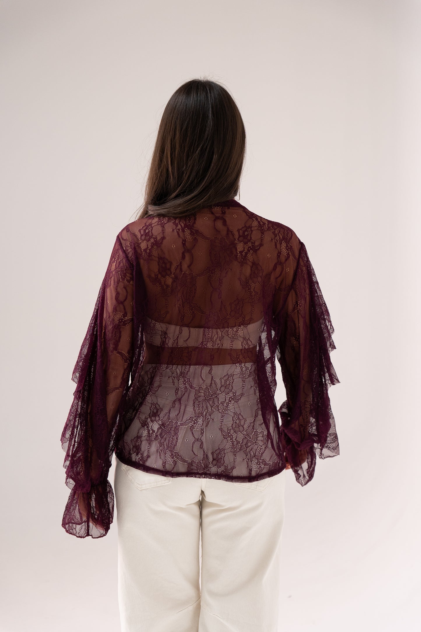 Leah Lace Blouse In Bordeaux