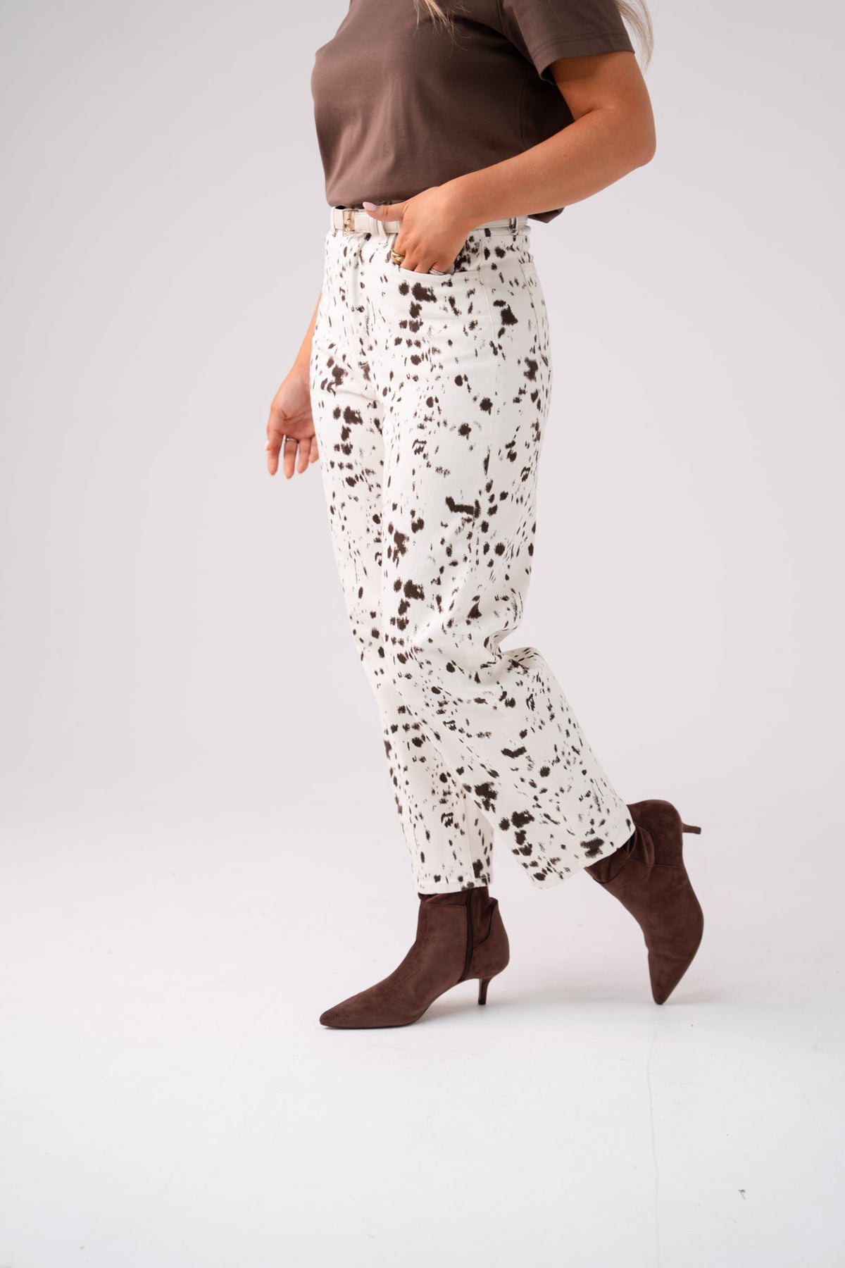 Love Laura Leopard Jeans In White