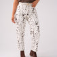 Love Laura Leopard Jeans In White
