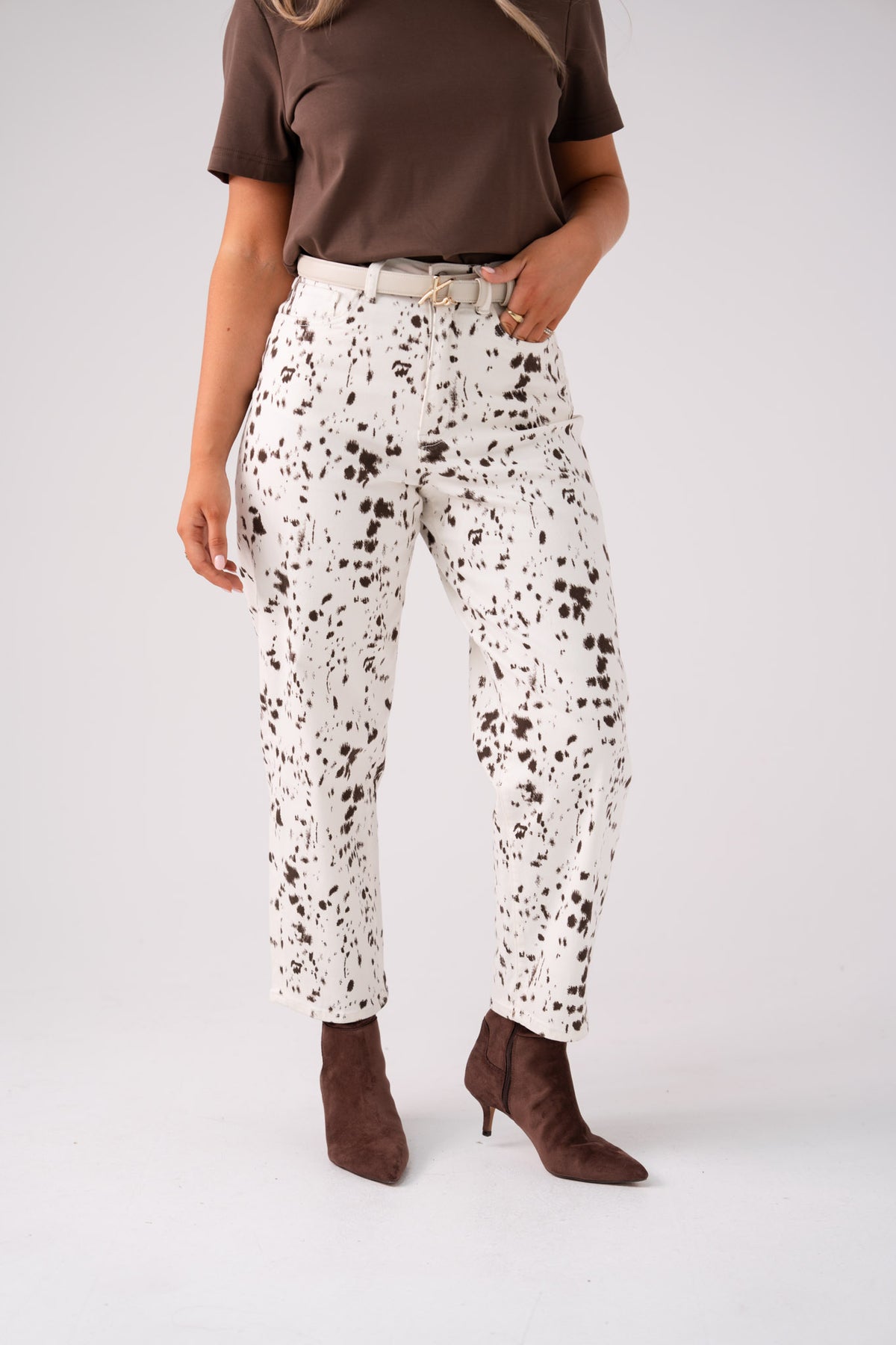 Love Laura Leopard Jeans In White