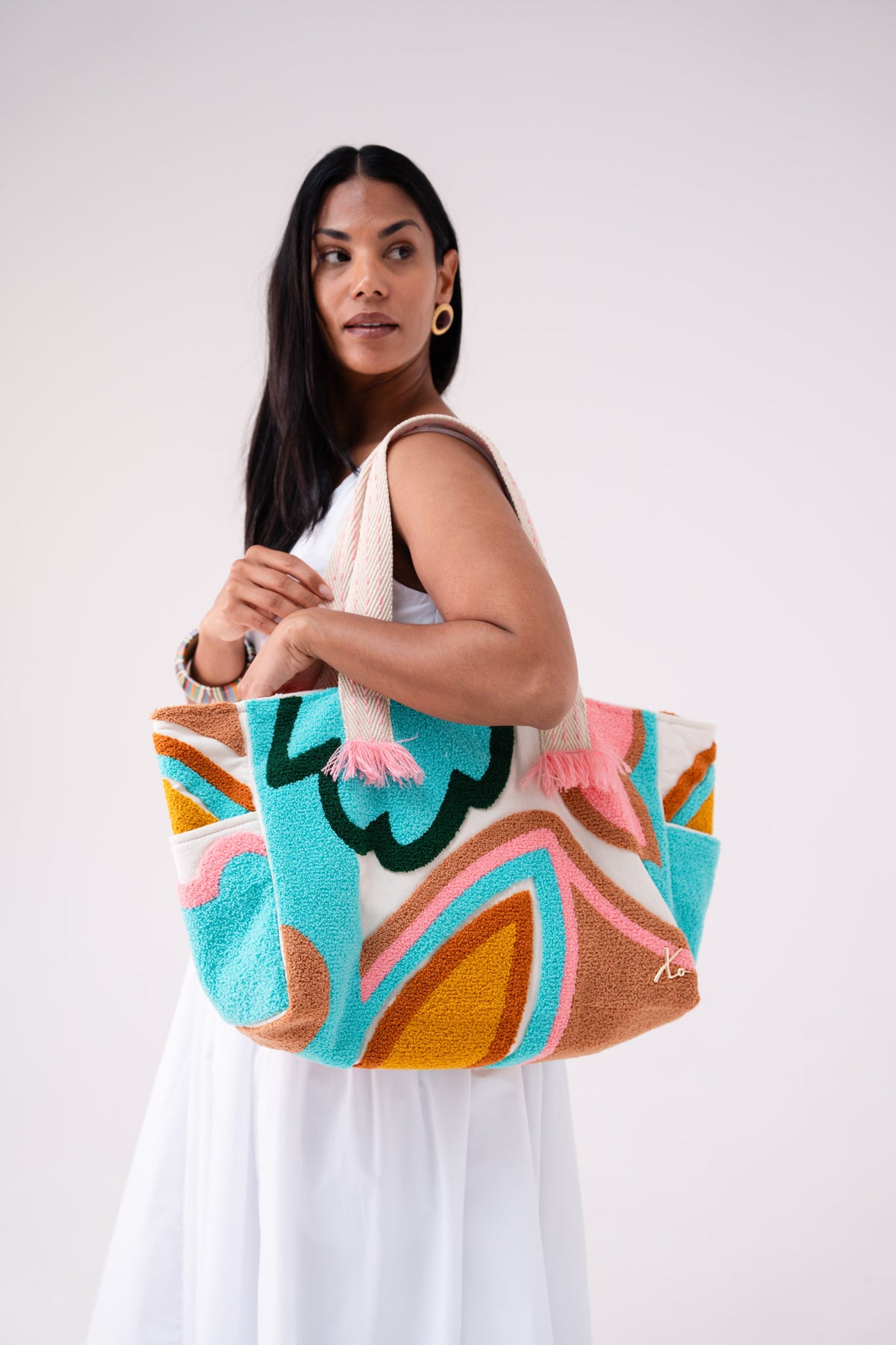 Love Laura Embroidered Tote Bag In Multi