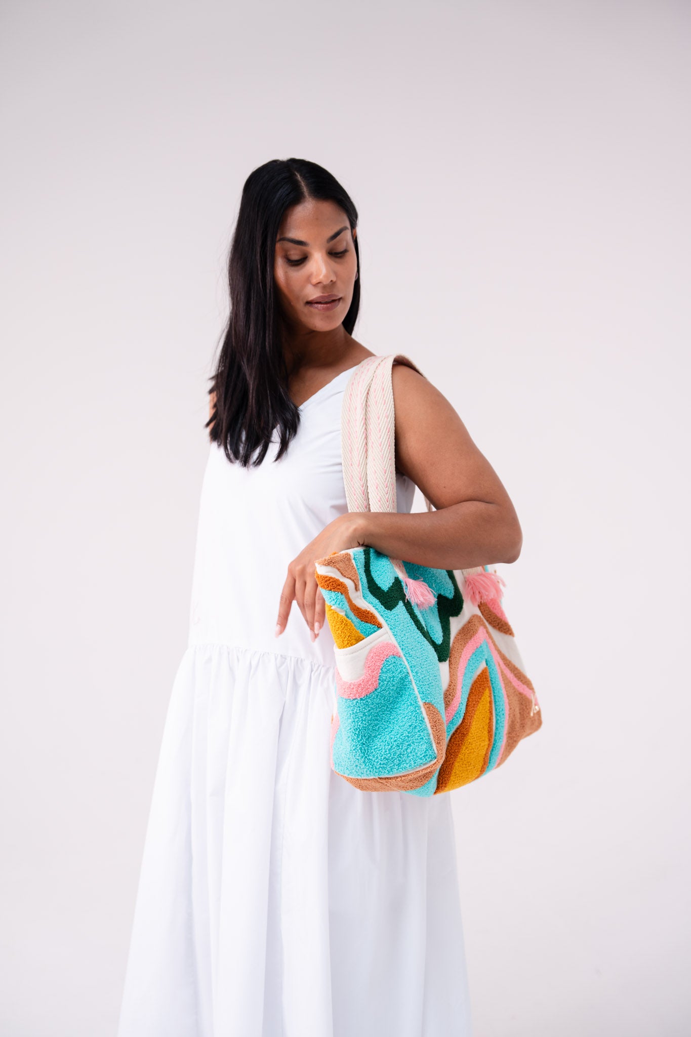 Love Laura Embroidered Tote Bag In Multi