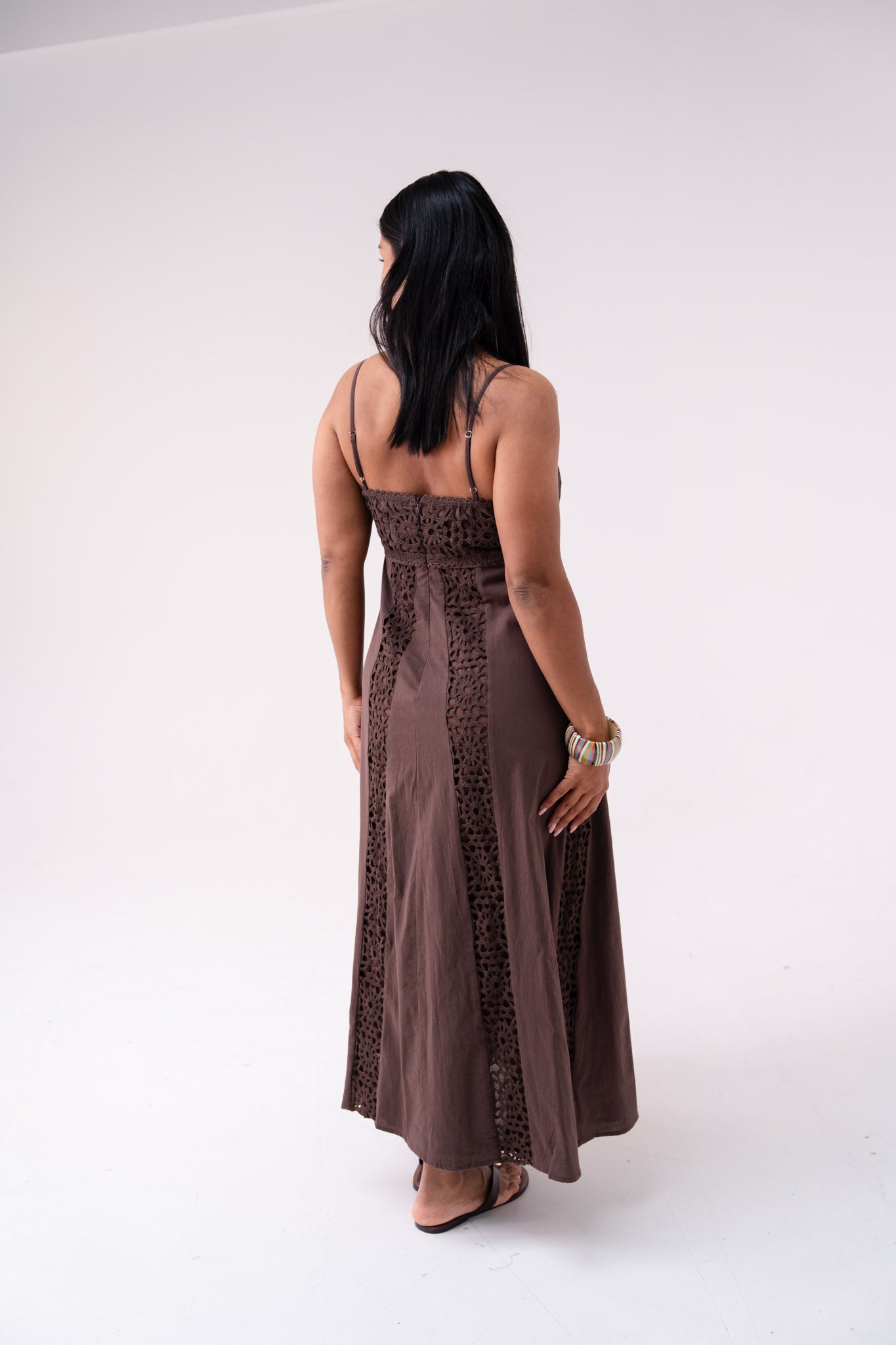 Love Laura Crochet Maxi Dress In Chocolate
