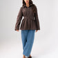 Love Laura Contrast Stitched Shirt In Chocolate