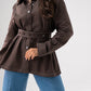 Love Laura Contrast Stitched Shirt In Chocolate