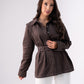 Love Laura Contrast Stitched Shirt In Chocolate