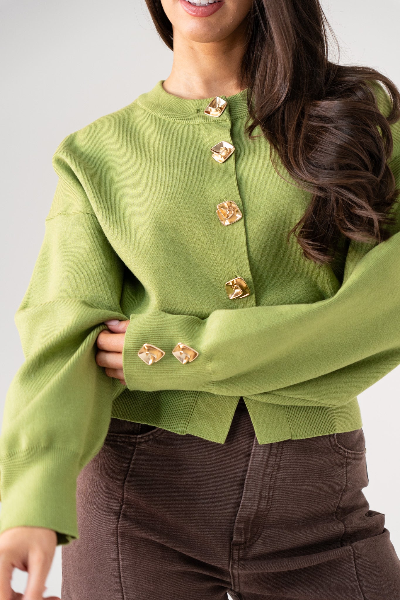 Love Laura Cardigan In Olive Green