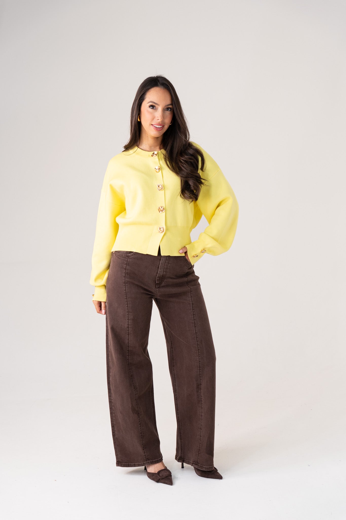 Love Laura Cardigan In Yellow