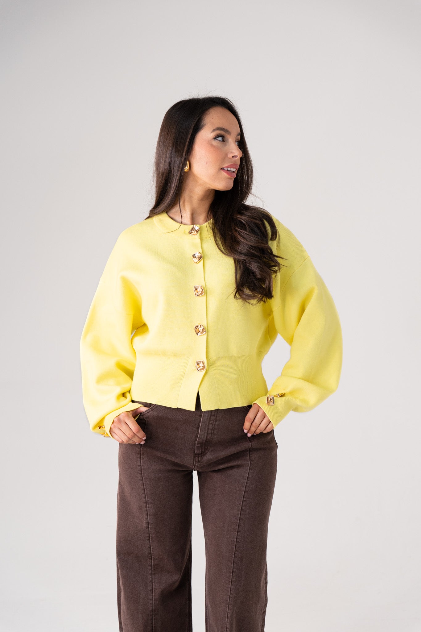 Love Laura Cardigan In Yellow