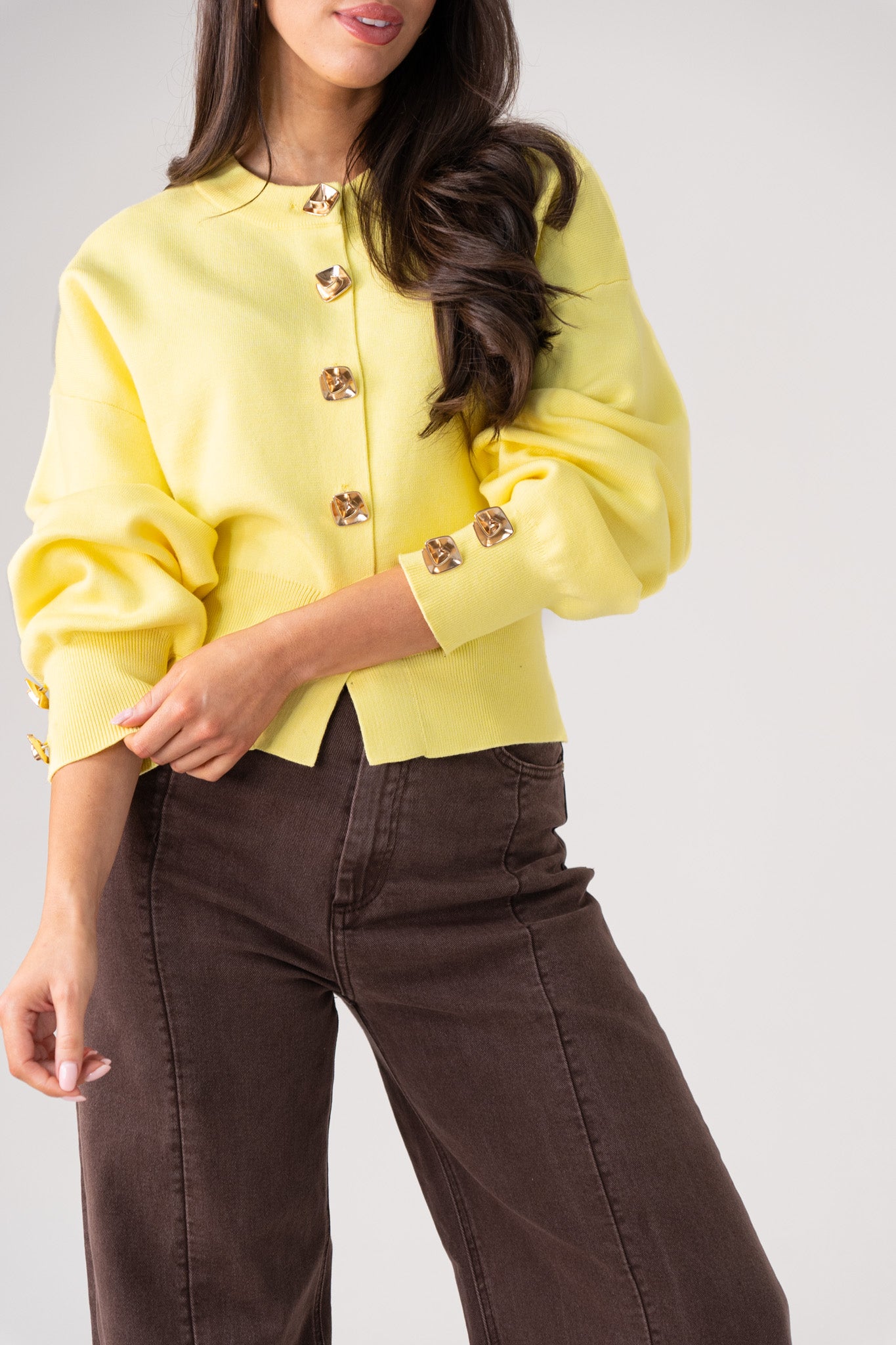 Love Laura Cardigan In Yellow
