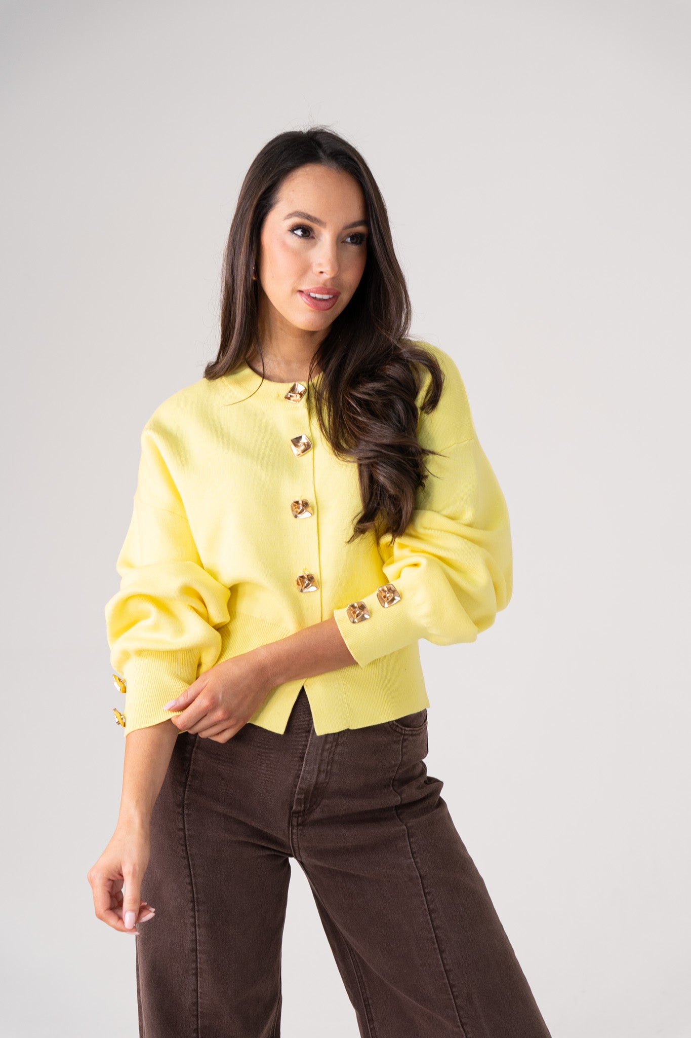 Love Laura Cardigan In Yellow