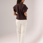 Love Laura Chocolate Trim Turn Up Jeans In Cream