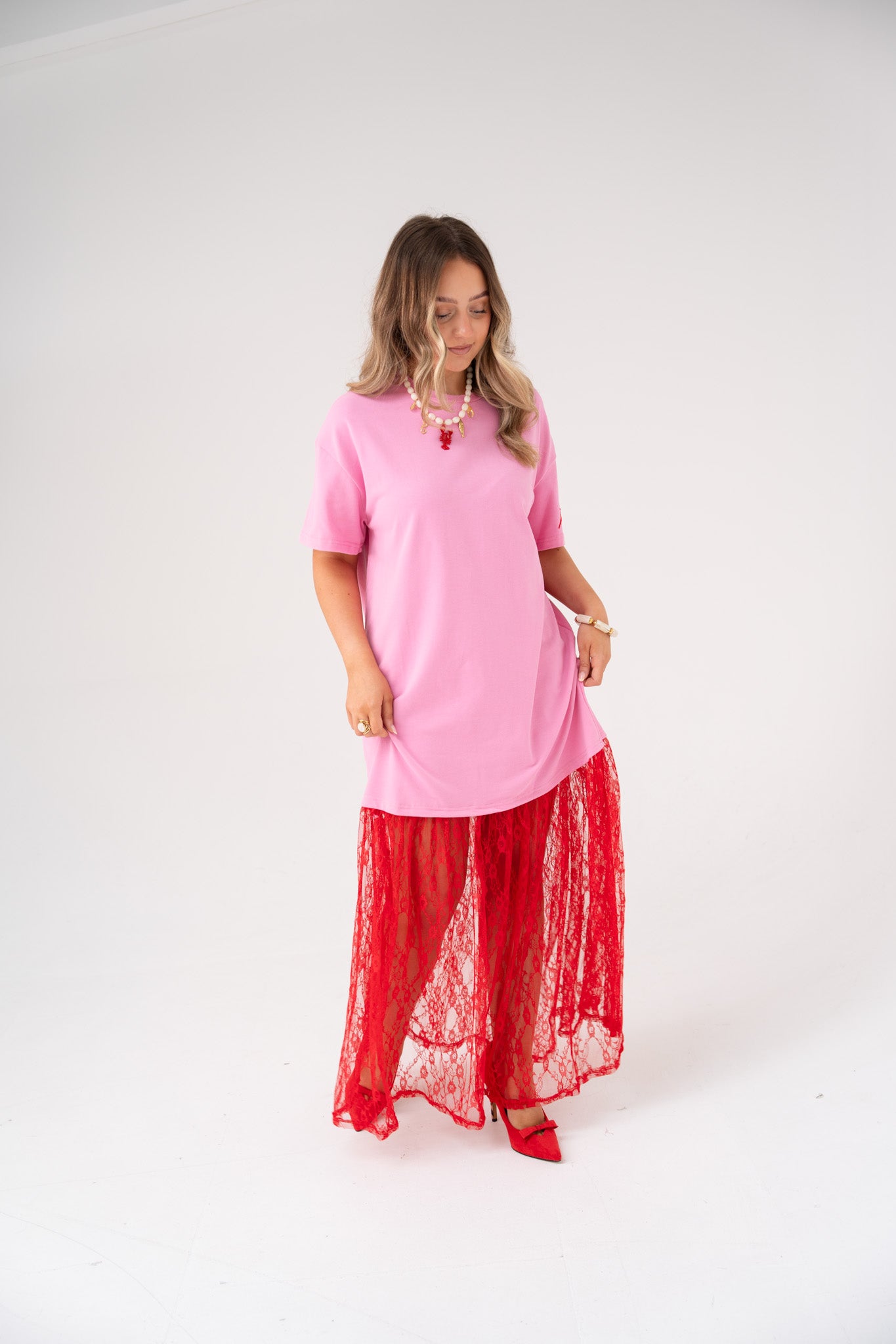 Love Laura Contrast T-Shirt Dress In Pink